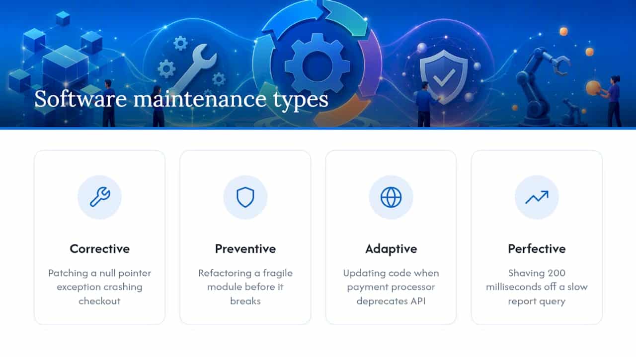 Diagram of four software maintenance types