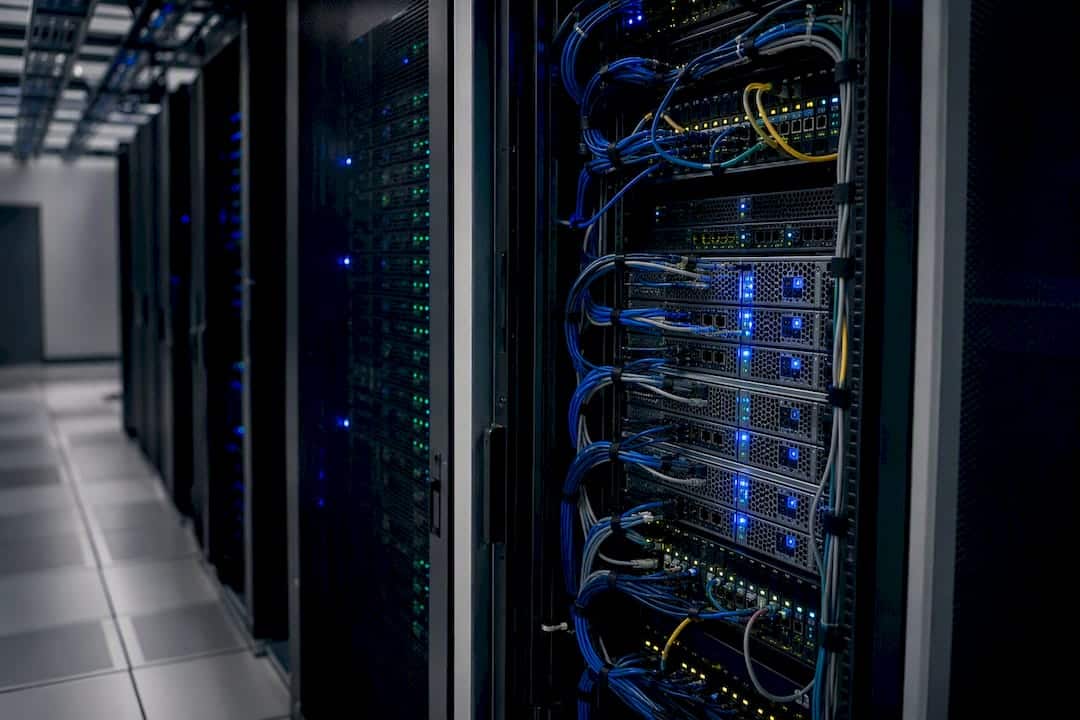 Data center rack with network equipment
