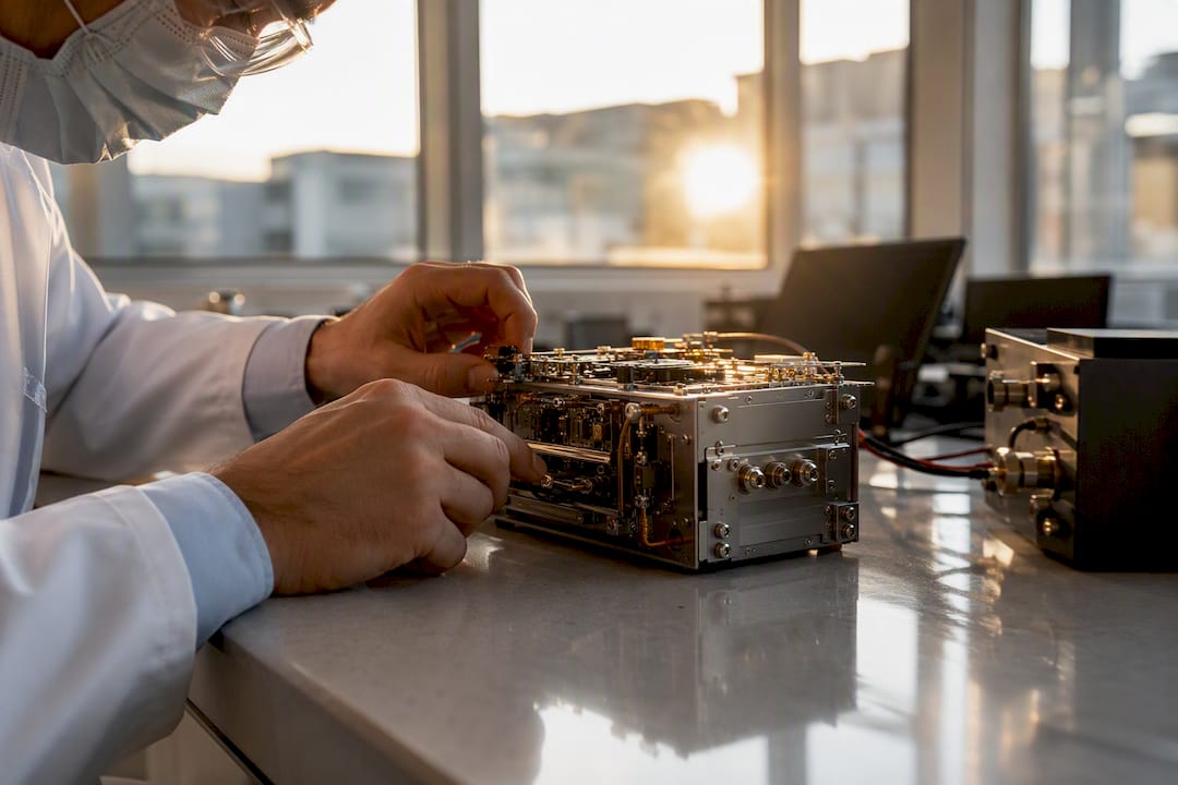 Hands adjusting cryptographic hardware dials